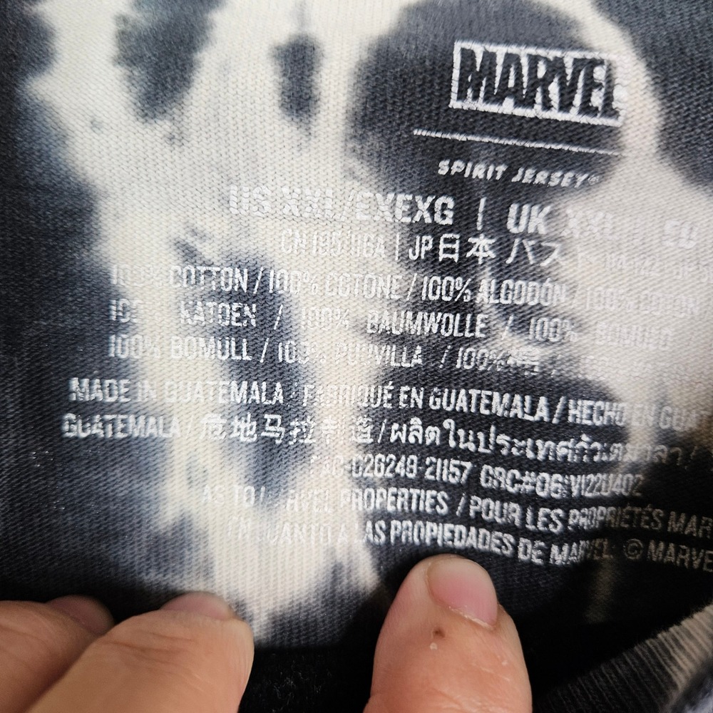 Marvel Spirit Jersey Avengers Tie Dye Long Sleeve Shirt XXL Black White MCU - Picture 6 of 10